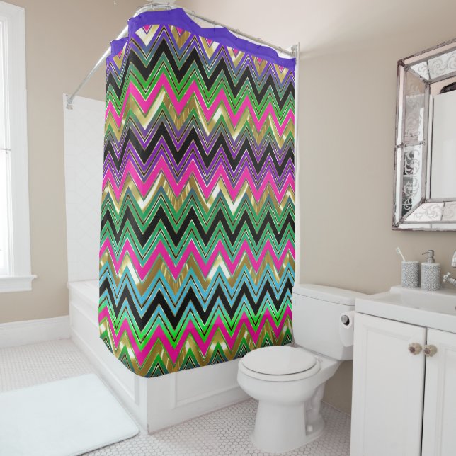 Colourful Shiny Chevron With Black Stripe (In Situ)