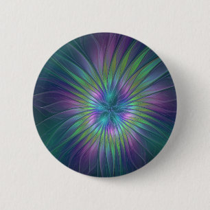 Colourful Shiny Fantasy Flower Abstract Fractal Ar 2 Inch Round Button