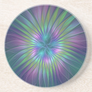 Colourful Shiny Fantasy Flower Abstract Fractal Ar Coaster