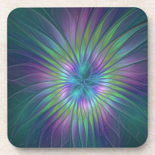 Colourful Shiny Fantasy Flower Abstract Fractal Ar Coaster