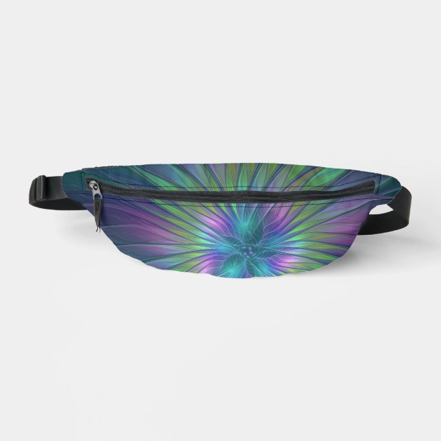 Colourful Shiny Fantasy Flower Abstract Fractal Ar Fanny Pack (Front)