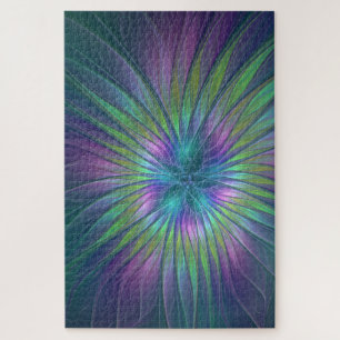 Colourful Shiny Fantasy Flower Abstract Fractal Ar Jigsaw Puzzle