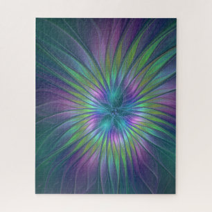 Colourful Shiny Fantasy Flower Abstract Fractal Ar Jigsaw Puzzle
