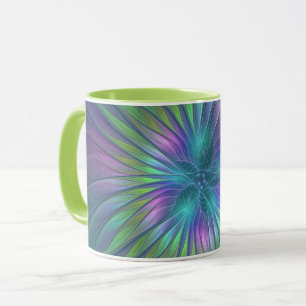 Colourful Shiny Fantasy Flower Abstract Fractal Ar Mug