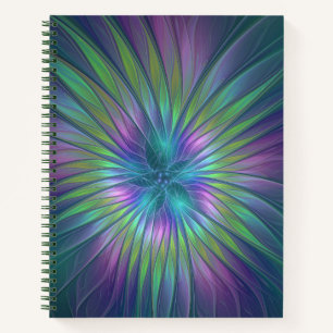 Colourful Shiny Fantasy Flower Abstract Fractal Ar Notebook