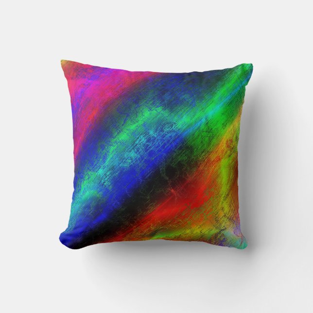 Colourful Shiny Metallic Electric Design Throw Pillow (Front)