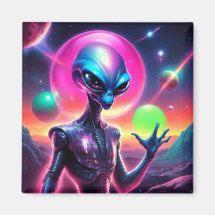 Colourful Shiny Space Alien Magnet