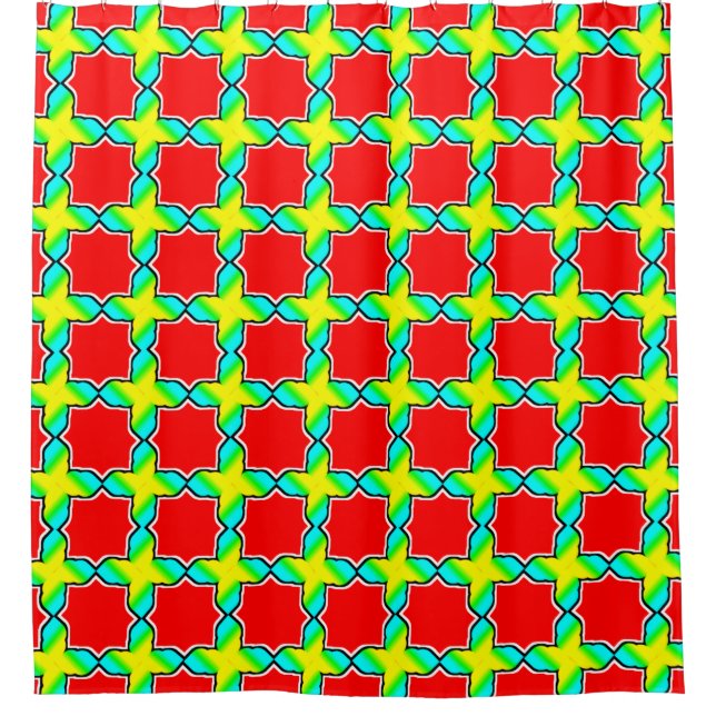 Colourful Shower Curtain, Digital Design Curtain,  (Front)