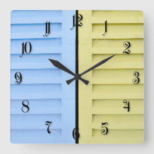 Colourful shutters square wall clock