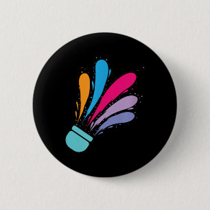 Colourful Shuttle Badminton 2 Inch Round Button