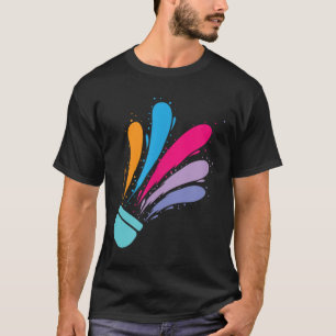 Colourful Shuttle Badminton Sport  T-Shirt