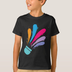 Colourful Shuttle Badminton Sport  T-Shirt