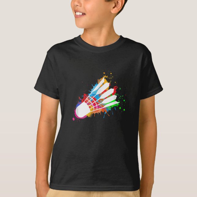 Colourful Shuttle Badminton  T-Shirt (Front)