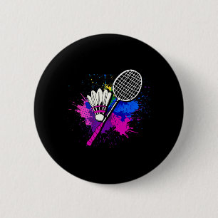 Colourful Shuttle Racket Badminton Player  2 Inch Round Button