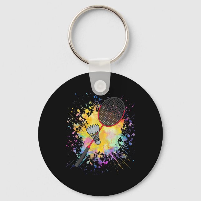 Colourful Shuttle Racket Badminton Player  Keychain (Front)