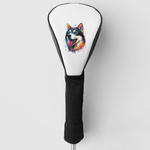 colourful Siberian Husky dog in PopArt style Golf Head Cover