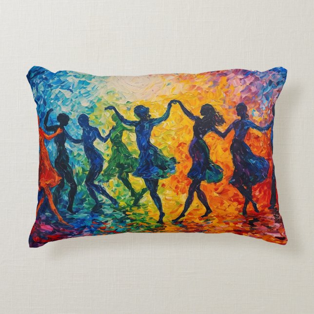 Colourful Silhouettes Dancing Accent Pillow (Front)