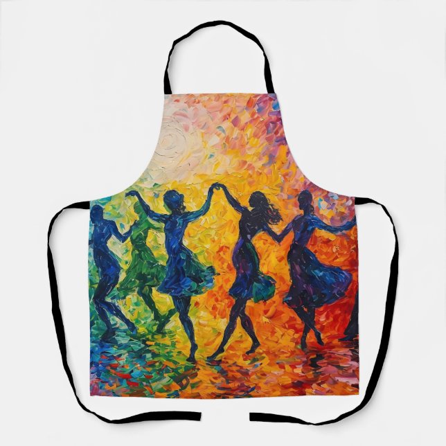 Colourful Silhouettes Dancing Apron (Front)