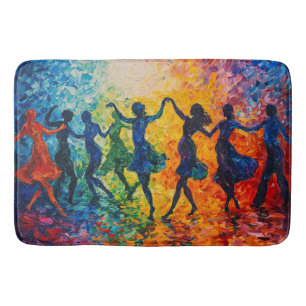 Colourful Silhouettes Dancing Bath Mat