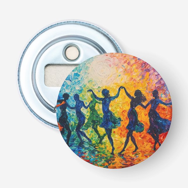 Colourful Silhouettes Dancing Bottle Opener (Front)