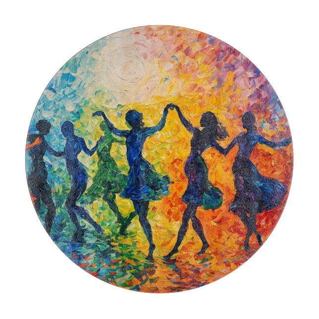 Colourful Silhouettes Dancing Cutting Board (Front)