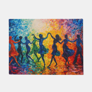 Colourful Silhouettes Dancing Doormat