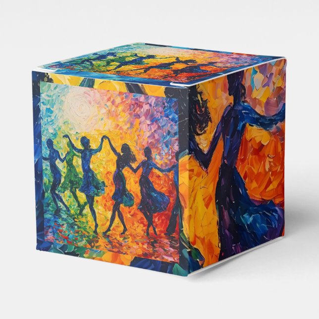 Colourful Silhouettes Dancing Favor Box (Front Side)