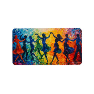Colourful Silhouettes Dancing Label
