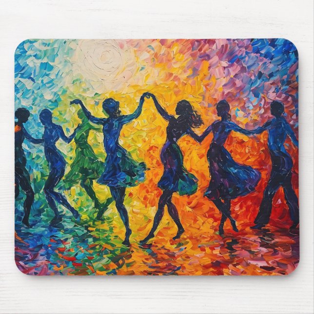 Colourful Silhouettes Dancing Mouse Pad (Front)