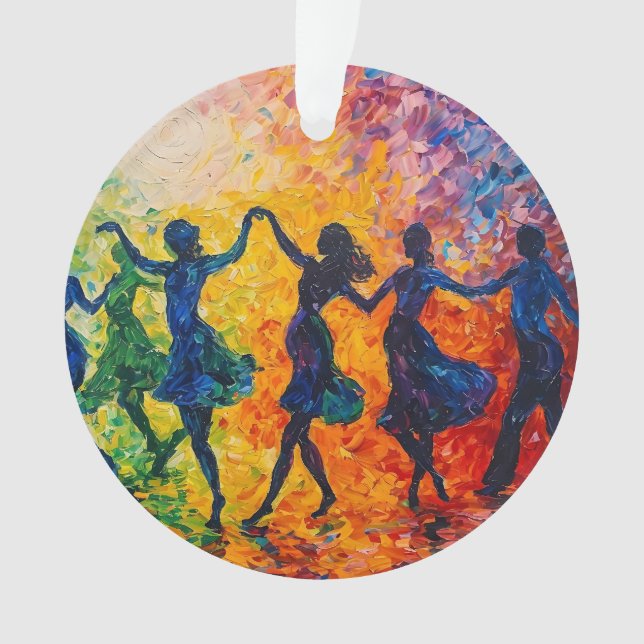 Colourful Silhouettes Dancing Ornament (Front)