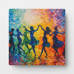 Colourful Silhouettes Dancing Plaque