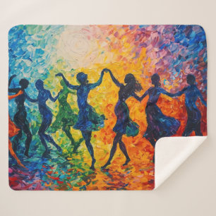 Colourful Silhouettes Dancing Sherpa Blanket