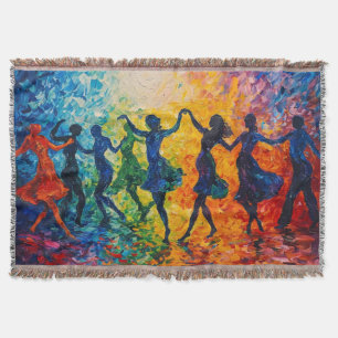 Colourful Silhouettes Dancing Throw Blanket