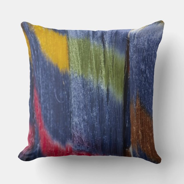 Colourful silk threads, Mandalay, Myanmar Throw Pillow (Front)