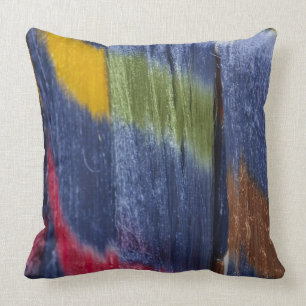 Colourful silk threads, Mandalay, Myanmar Throw Pillow