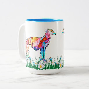 Colourful Silken Windhound Two-Tone Coffee Mug