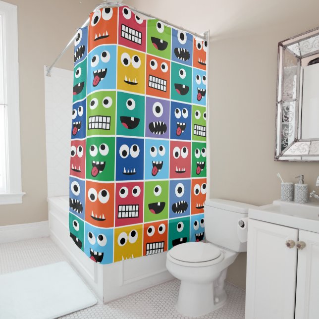 Colourful Silly Monster Face Monsters Pattern Kids (In Situ)