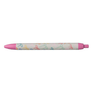 Colourful Simple Bows Pattern Black Ink Pen
