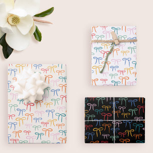 Colourful Simple Bows Pattern Wrapping Paper Sheet