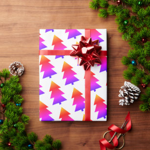 Colourful Simple Christmas Trees Wrapping Paper