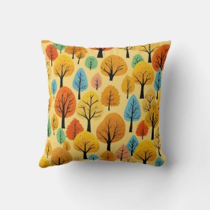 Colourful Simple Farmhouse Autumn Forest Throw Pillow