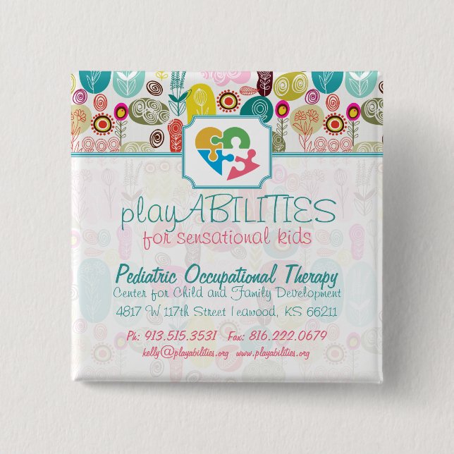 Colourful Simple Hand Drawn Retro Flowers Pattern  2 Inch Square Button (Front)