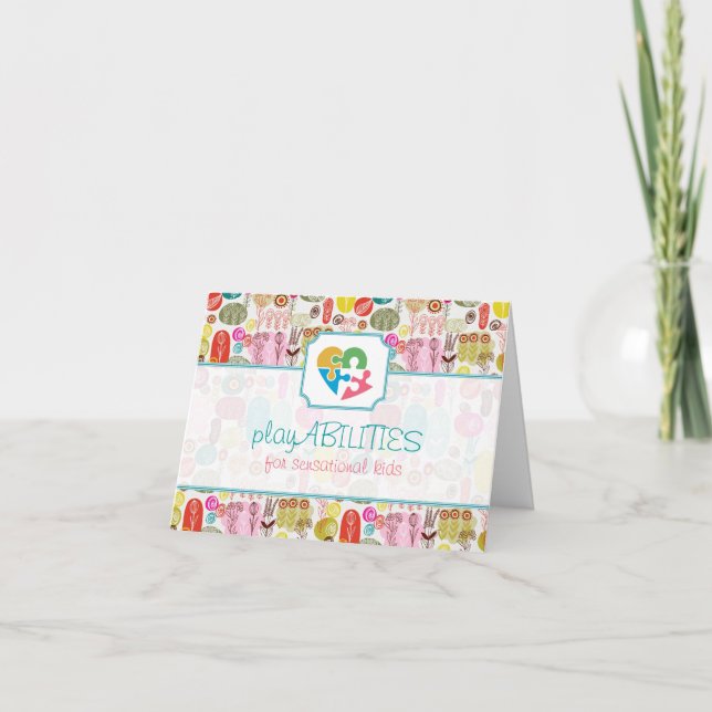 Colourful Simple Hand Drawn Retro Flowers Pattern  Card (Front)