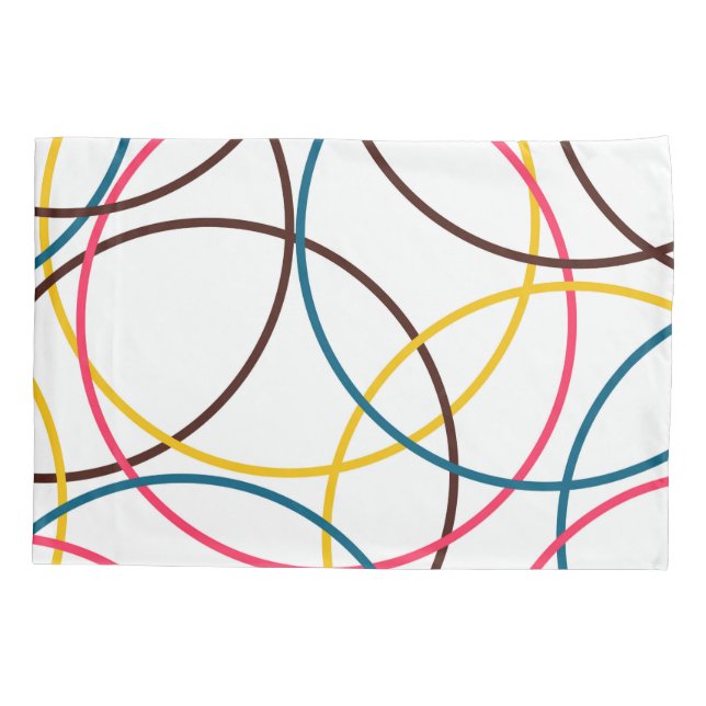 Colourful, simple modern cool, urban trendy circle pillowcase (Back)