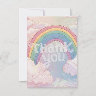 Colourful Simple Rainbow and Clouds Thank You Card