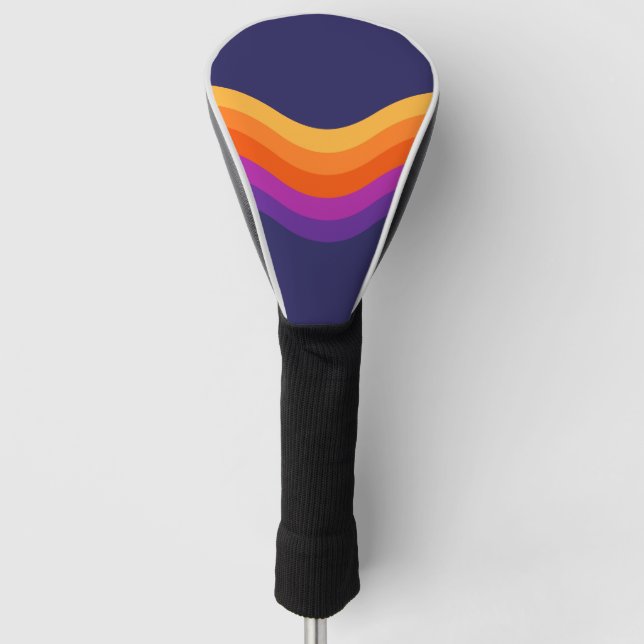 Colourful simple retro style waves design  golf head cover (Front)