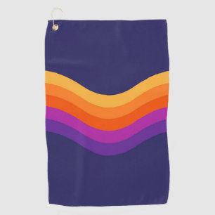 Colourful simple retro style waves design  golf towel