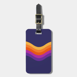 Colourful simple retro style waves design luggage tag