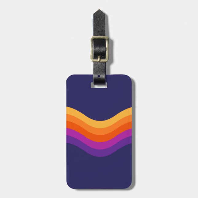 Colourful simple retro style waves design  luggage tag (Front Vertical)