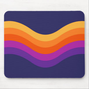 Colourful simple retro style waves design mouse pad